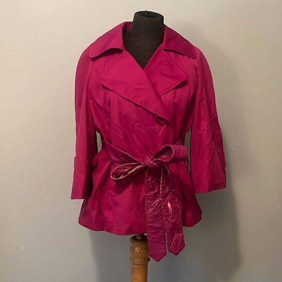 Worthington Women's Fuchsia Single Breasted Trench Coat Jacket - Picture 1 of 13